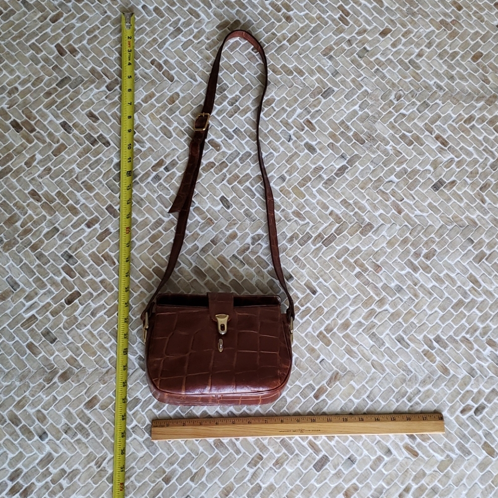 VTG Paola Lungo brown Ital leather crossbody bag - Picture 13 of 16